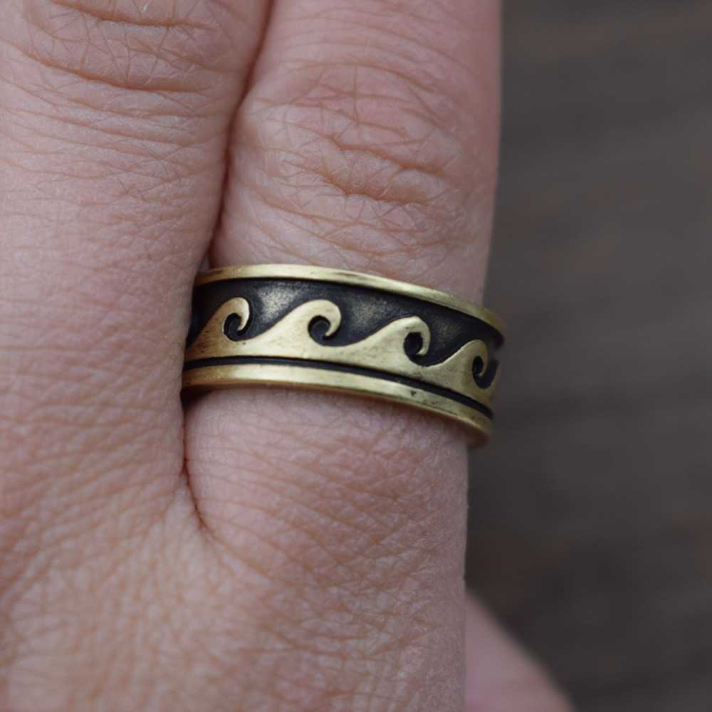 Band Rings SanLan antique silver plated fashion nature couple Wave Ring Dainty Surfer Rings Ocean Jewelry Hawaii Tribal Jewelry G230213