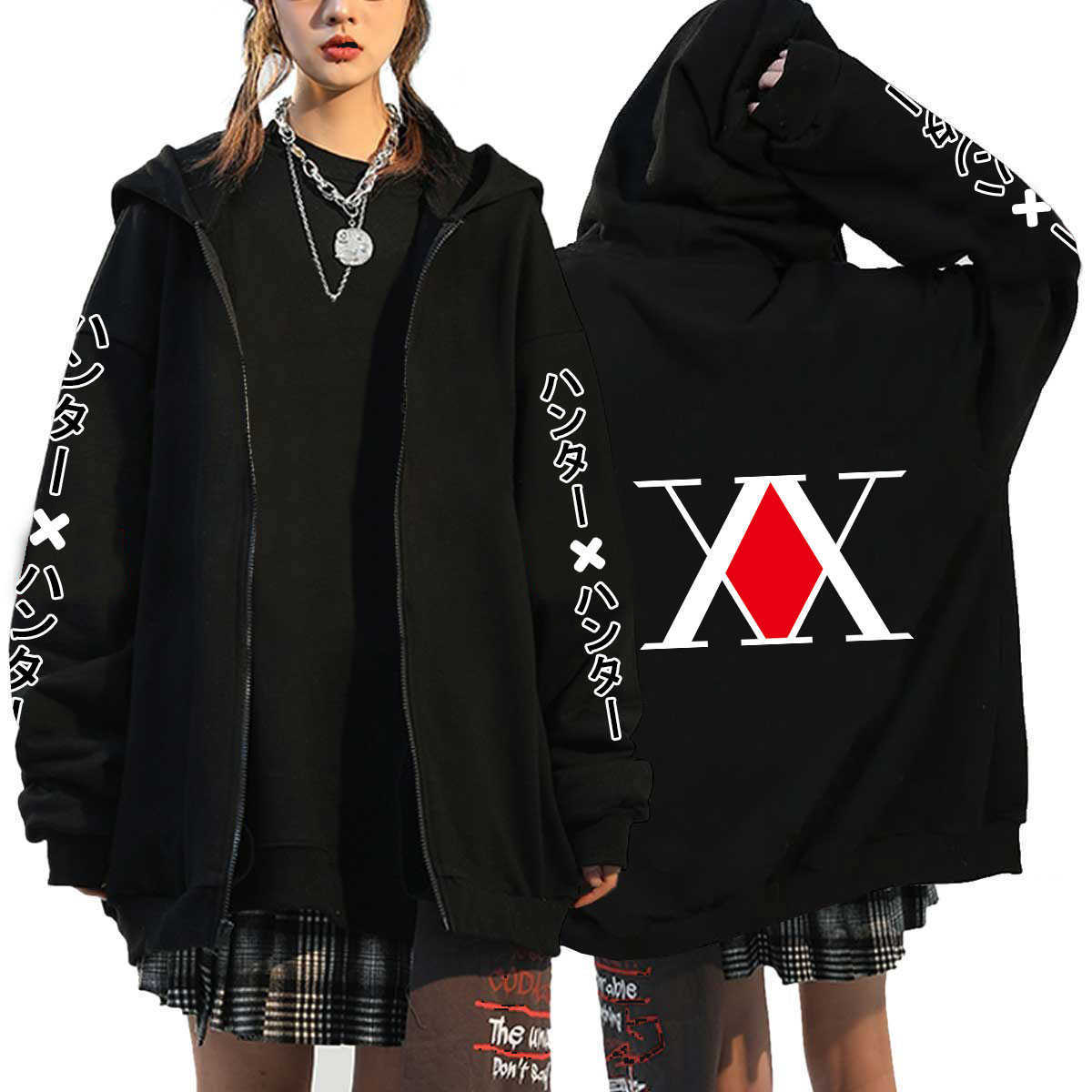 Women's Hoodies Sweatshirts Hunter X Hunter Killua Zoldyck Zip Up Hoodies Streetwear Plus Size Jackets Coats Long Sleeve Fleece Zipper Anime Hood