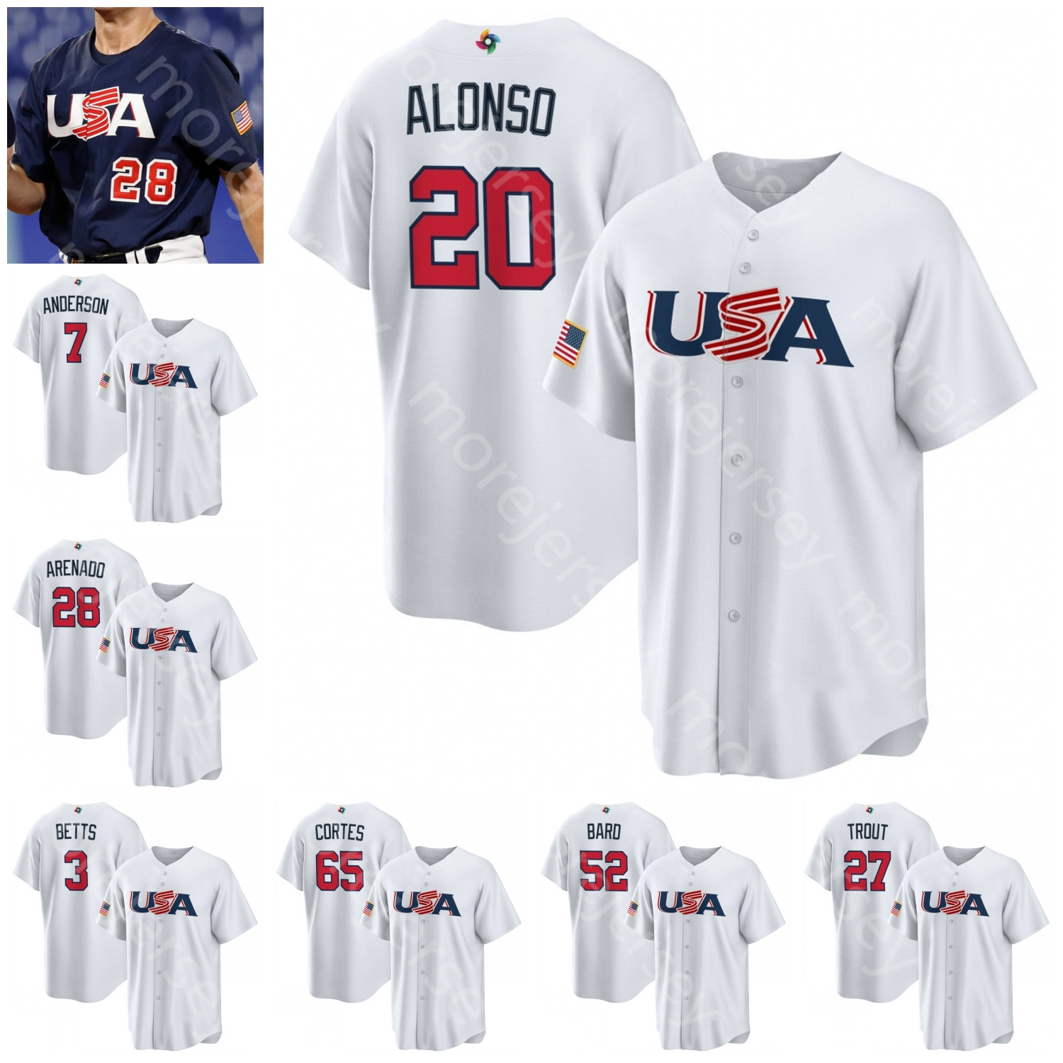 2023 World Baseball Classic WBC Team USA Jersey Ottavino Bard Williams Brady Singer Pressly Kendall Graveman Kyle Higashioka Lance Lynn Brooks Raley Jeff McNeil, 2023 white
2023 World Baseball Classic WBC Team USA Jersey Ottavino Bard Williams Brady Singer Pressly Kendall Graveman Kyle Higashioka Lance Lynn Brooks Raley Jeff McNeil, 2023 white