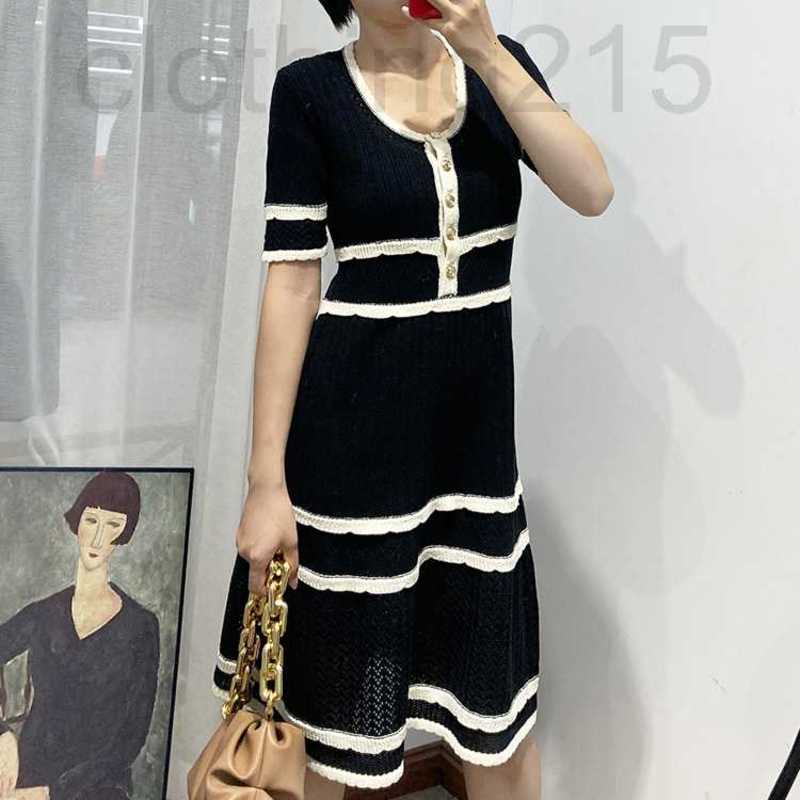 Casual Dresses Designer SS21 Women' New French Temperament Round Neck Waist Stripe Color-blocking Hollow Wave Mid-length Dress PFSU, Beige
Casual Dresses Designer SS21 Women' New French Temperament Round Neck Waist Stripe Color-blocking Hollow Wave Mid-length Dress PFSU, Beige