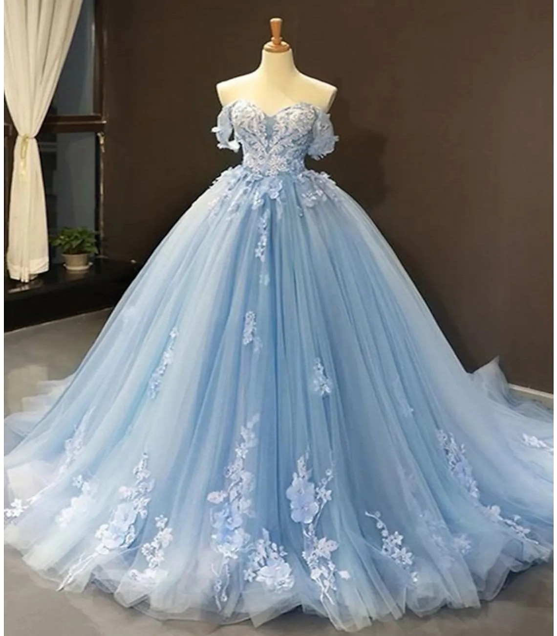 Sky Blue Floral Quinceanera Dress Long 2023 Sweetheart Lace with Pleats Appliques Prom Formal Gown Vestidos De Feast