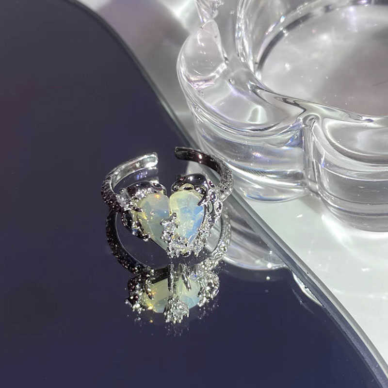 Band Rings New IrregularRing Y2k Love Heart Crystal Rings Goth Creative Punk Korean Rings for Girls Halloween Fashion Jewelry Envio Gratis G230213