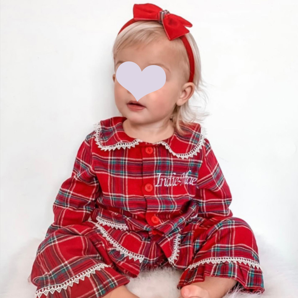 Pajamas Wholesale Baby Clothes Tartan Flannel Toddler Sets Matching Family Kids Boy Girl Christmas Pyjamas 230213