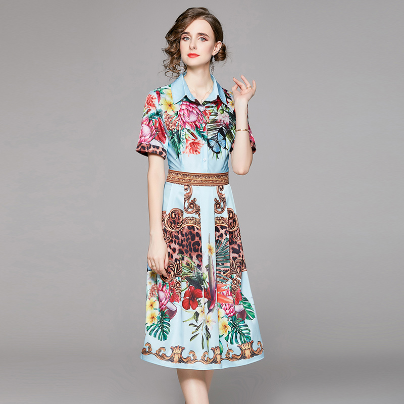 2023 Retro Floral Summer Midi Dress Women Designer Casual Vacation Cafe Slim A-Line Party Frocks Fine Elegant Office Ladies Print Classic Lapel Shirt Dresses
2023 Retro Floral Summer Midi Dress Women Designer Casual Vacation Cafe Slim A-Line Party Frocks Fine Elegant Office Ladies Print Classic Lapel Shirt Dresses
