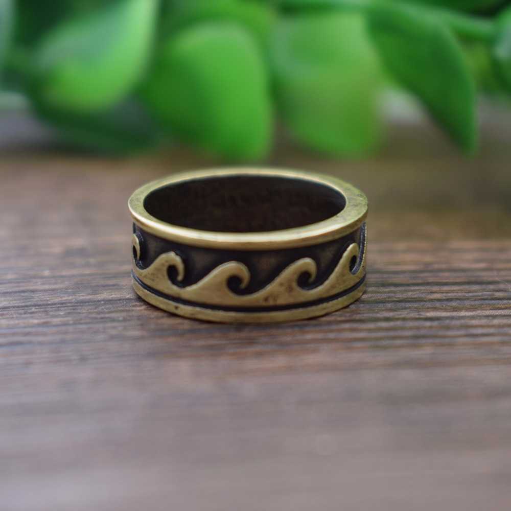 Band Rings SanLan antique silver plated fashion nature couple Wave Ring Dainty Surfer Rings Ocean Jewelry Hawaii Tribal Jewelry G230213
