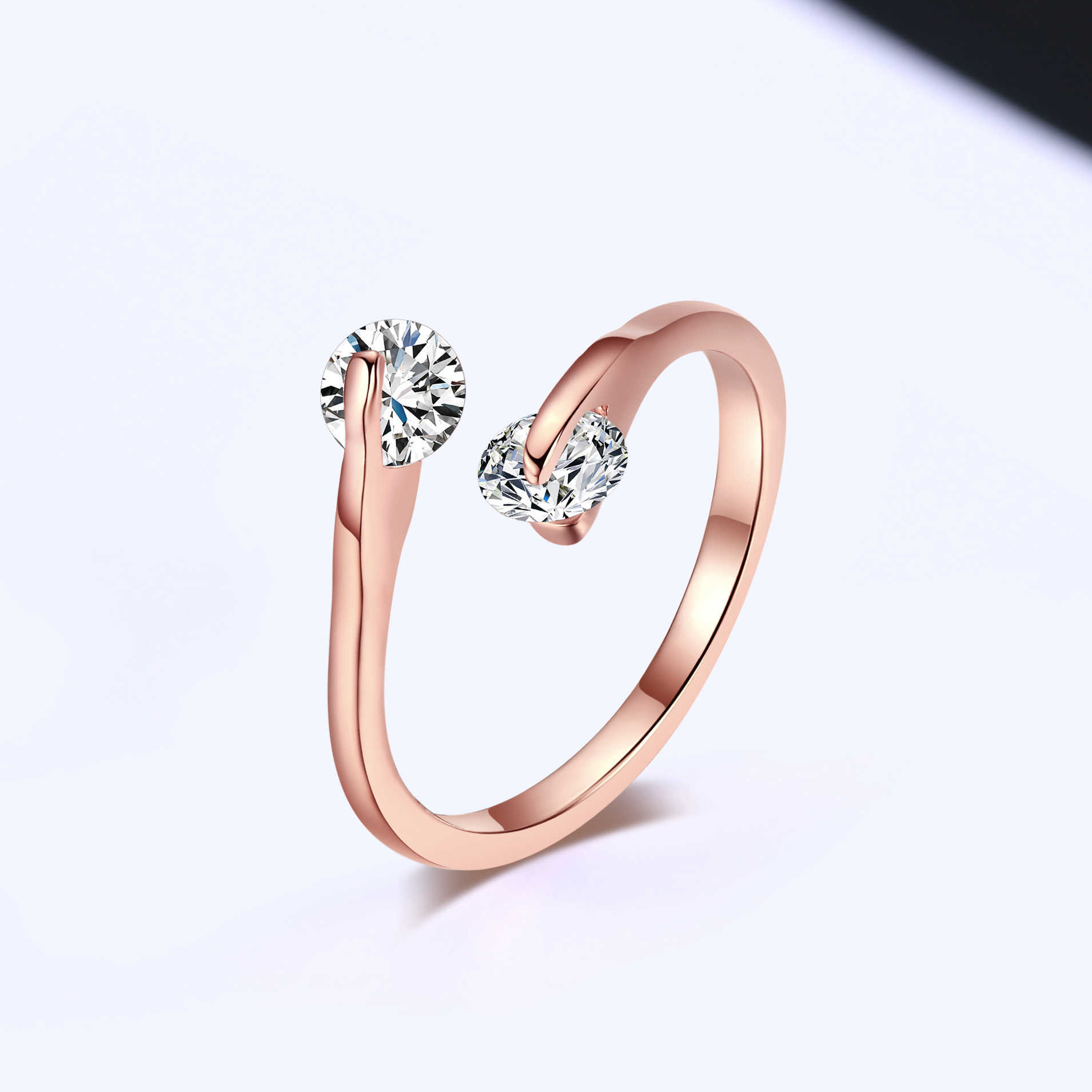 Band Rings Adjustable Classic 2PCS Cubic Zirconia Finger Ring For Women Fashion Crystal Opening Wedding Engagement Jewelry Wholesale DFR008 G230213