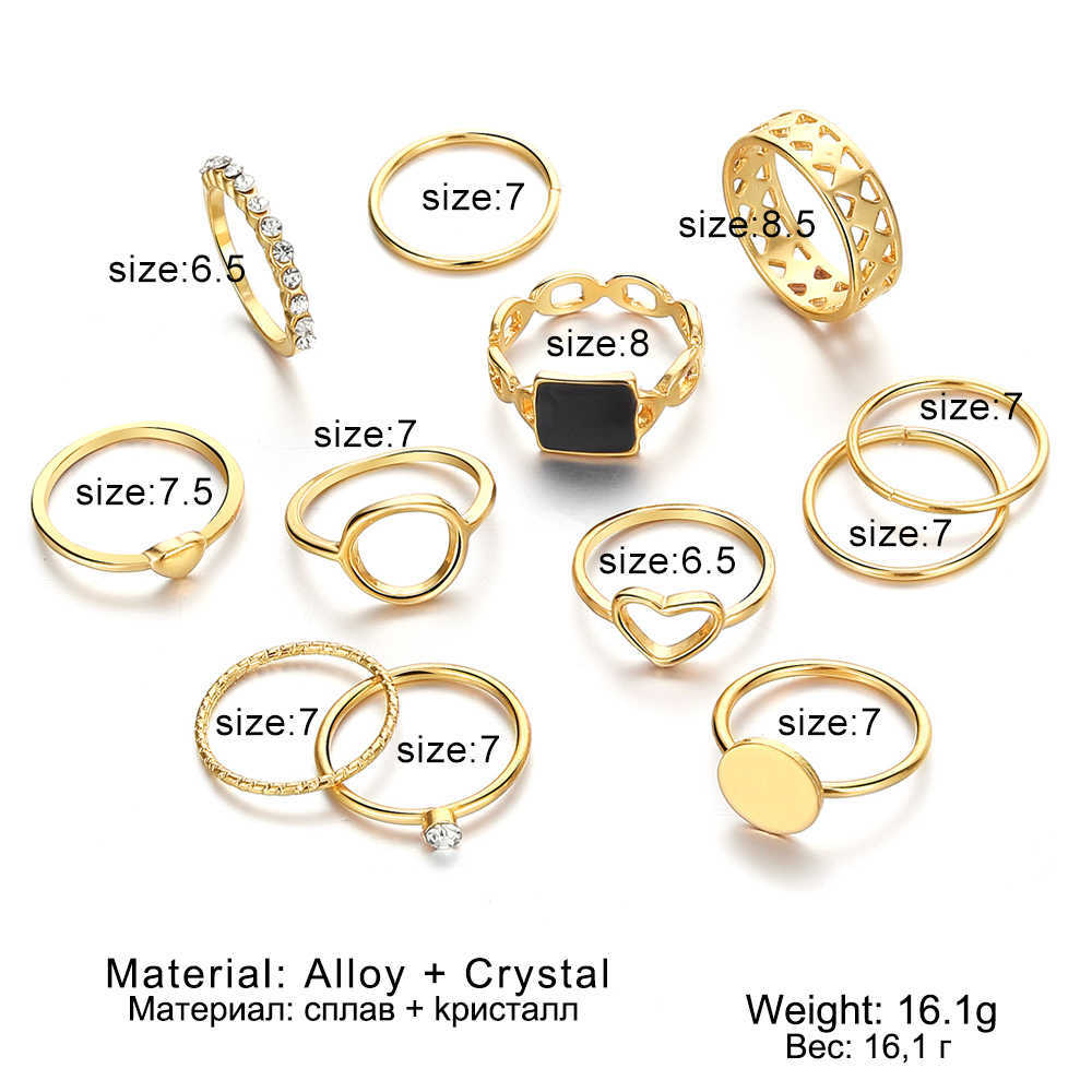 Band Rings IFMIA Crystal Round Rings Set for Women Vintage Gold Color Rings Heart Hollow Twist Ring Accessories Fashion Trendy Jewelry 2023 G230213