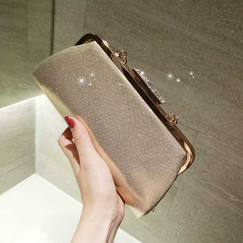 Clutch Bags Yoreai New Fashion Diamond Women s Evening Bling Day Es Gold Wedding Purse Female Handbag Shoulder Package 230213