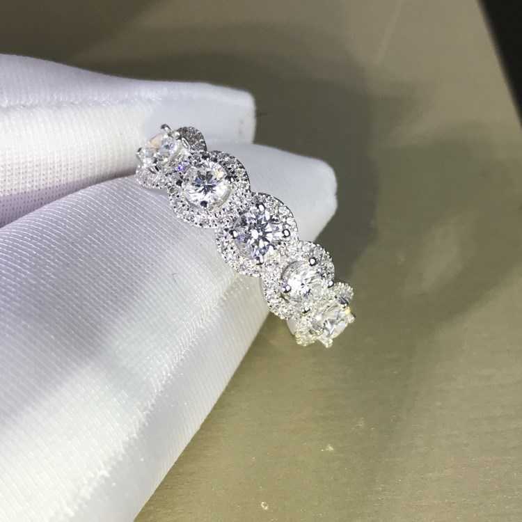 Band Rings 2022 Women's Silver Color Wedding Ring Band Bling Zircon Stone Bridal Promise S Rings Anniversary Ring Trendy Jewelry G230213