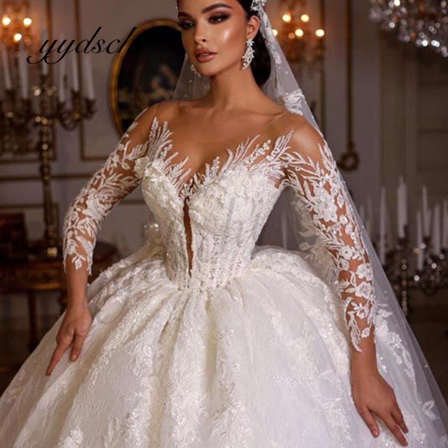 Party Dresses Shiny Exquisite V Neck Ball Gown Long Sleeve Wedding Lace Sparkly Tulle Applique Floor Length Bridal for Women Train 230213, Picture color
Party Dresses Shiny Exquisite V Neck Ball Gown Long Sleeve Wedding Lace Sparkly Tulle Applique Floor Length Bridal for Women Train 230213, Picture color