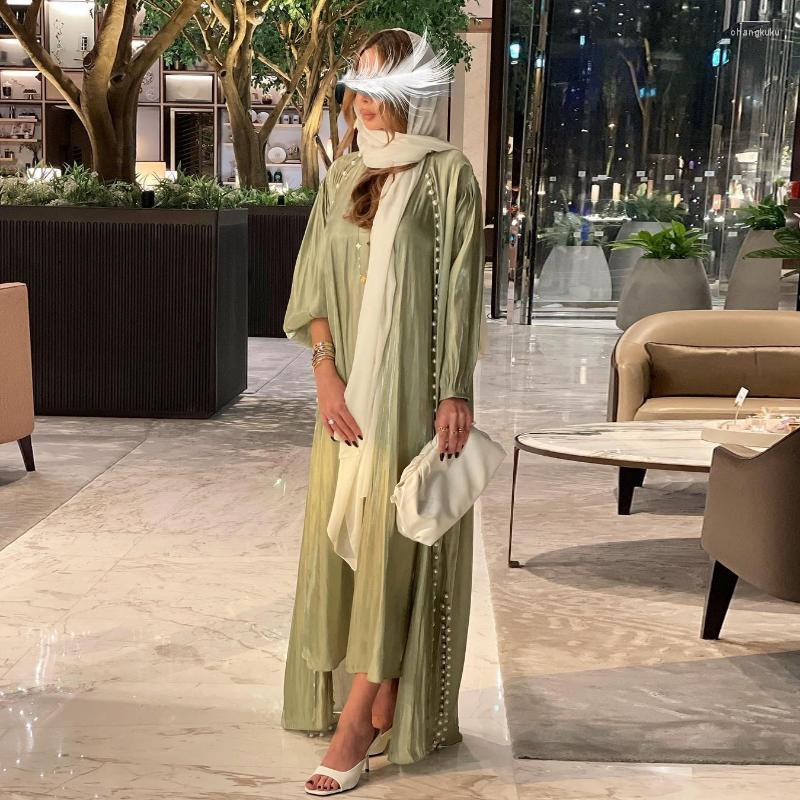 Ethnic Clothing Muslim Fashion Suit Modest Bright Silk Satin Dress Solid Color 2 Piece Set Turkish Dresses Muslimischen Sets Niqab Abaya
Ethnic Clothing Muslim Fashion Suit Modest Bright Silk Satin Dress Solid Color 2 Piece Set Turkish Dresses Muslimischen Sets Niqab Abaya