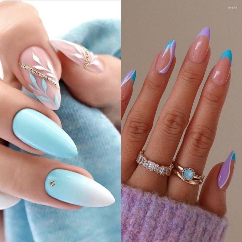 False Nails 24pcs Manicure Press On Abstract Full Cover Purple Blue Long French Almond Fake, Xy-08-01
False Nails 24pcs Manicure Press On Abstract Full Cover Purple Blue Long French Almond Fake, Xy-08-01