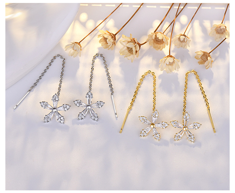 Sterling Silver Cubic Zirconia Princes' Cuts Elegant Bridal & Event Dangling Earrings for Ladies