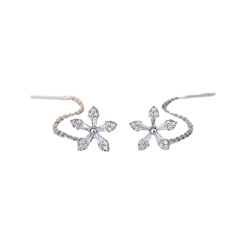 Sterling Silver Cubic Zirconia Princes' Cuts Elegant Bridal & Event Dangling Earrings for Ladies