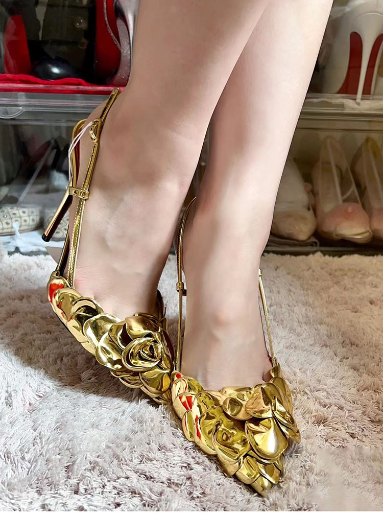 Gold Flower Slingbacks Women Pumps Fashion High heel Wedding Bridal Shoes Lady Pumps
Gold Flower Slingbacks Women Pumps Fashion High heel Wedding Bridal Shoes Lady Pumps