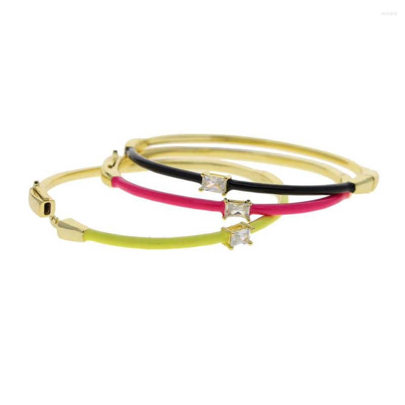 Bangle Inner 60mm 5A Rectangle Cubic Zirconia CZ Gold Color Neon Colorful Enamel Band Bracelet For Women
Bangle Inner 60mm 5A Rectangle Cubic Zirconia CZ Gold Color Neon Colorful Enamel Band Bracelet For Women