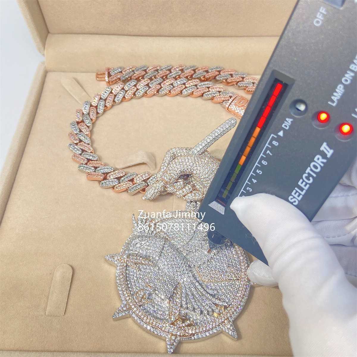 Customized Pendant Iced Out Vvs Moissanite Miami Cuban Link Chain Men Necklace Hip Hop