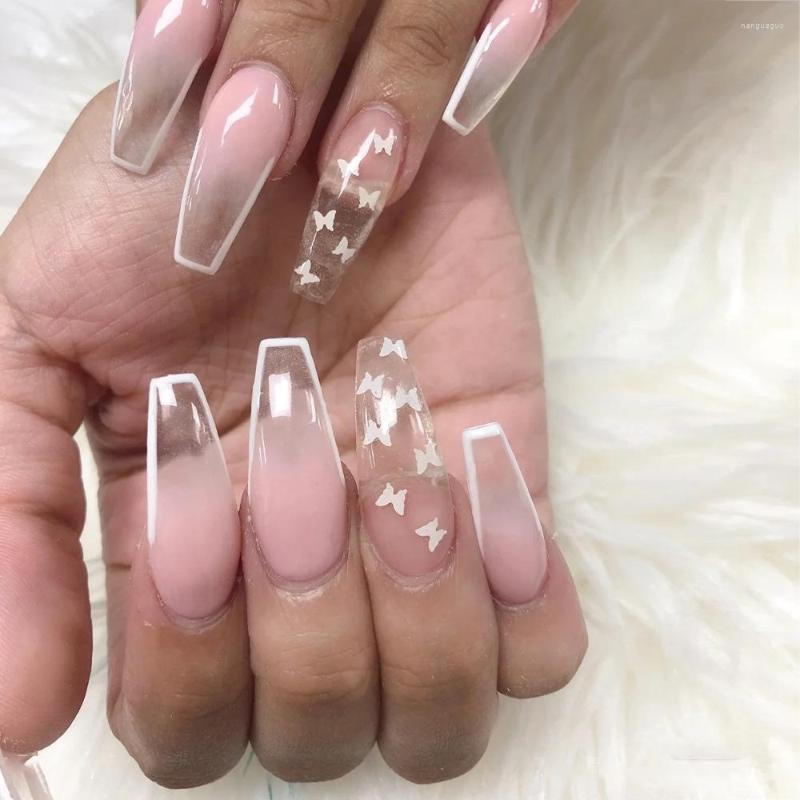 False Nails 24Pcs/Box Nail With Glue Pink Gradient Butterfly French Coffin Fake Detachable Acrylic Press Ballet On Art Tips, Jia02
False Nails 24Pcs/Box Nail With Glue Pink Gradient Butterfly French Coffin Fake Detachable Acrylic Press Ballet On Art Tips, Jia02