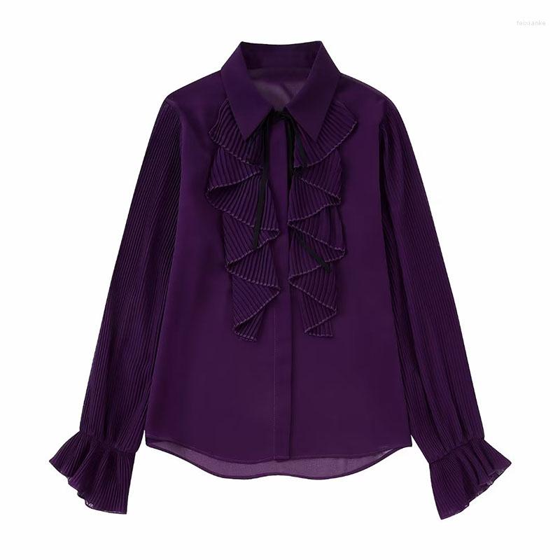 Women's Blouses ZATRHMBM 2023 Spring Fashion Pleated Women Shirt Vintage Long Sleeve Button Up Elegant Female Shirts Blusas Chic Tops, Purple
Women's Blouses ZATRHMBM 2023 Spring Fashion Pleated Women Shirt Vintage Long Sleeve Button Up Elegant Female Shirts Blusas Chic Tops, Purple
