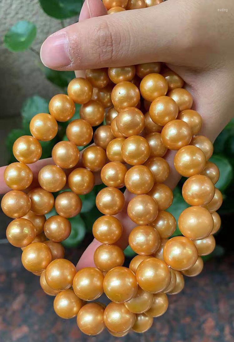 Chains 12-15mm Super Big Size Dyed Gold Pearl Necklace Real Freshwater Strand String 39cm Long
Chains 12-15mm Super Big Size Dyed Gold Pearl Necklace Real Freshwater Strand String 39cm Long