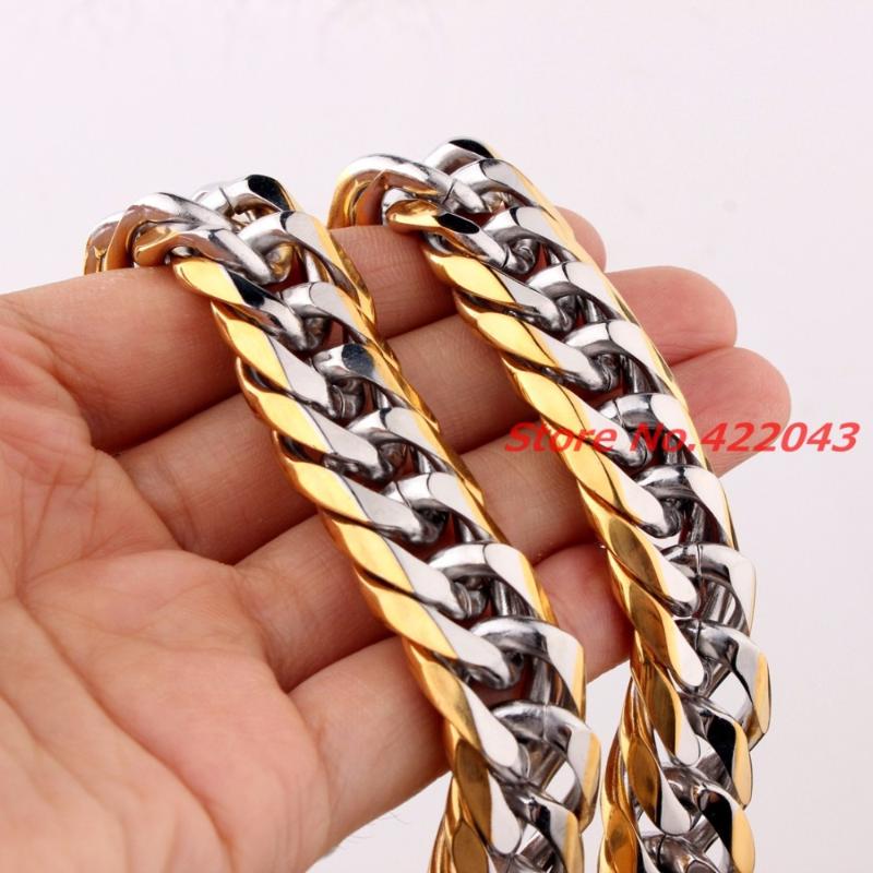 Chains Fashion 316L Stainless Steel 13/16mm Heavy Silver Gold Color Mens Boys Curb Cuban Chain Necklace Jewelry 7-40" ChooseChains
Chains Fashion 316L Stainless Steel 13/16mm Heavy Silver Gold Color Mens Boys Curb Cuban Chain Necklace Jewelry 7-40" ChooseChains