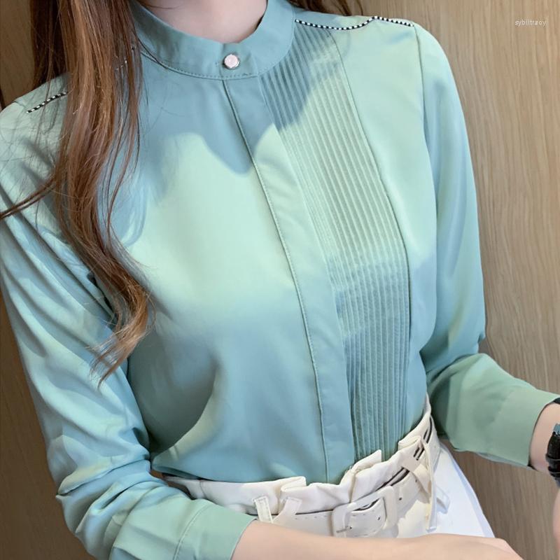 Women' Blouses Blouse Women Blusas Mujer De Moda 2023 Femme Top Long Sleeve Stand Collar White Chiffon Shirt Tops E225, Green
Women' Blouses Blouse Women Blusas Mujer De Moda 2023 Femme Top Long Sleeve Stand Collar White Chiffon Shirt Tops E225, Green