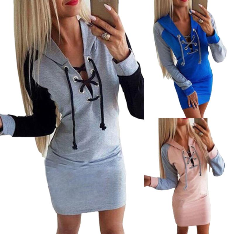 Casual Dresses Apparel Summer Autumn Color Blocks Lace Up V Neck Long Sleeve Women HoodiesMini DressCasual, Blue
Casual Dresses Apparel Summer Autumn Color Blocks Lace Up V Neck Long Sleeve Women HoodiesMini DressCasual, Blue