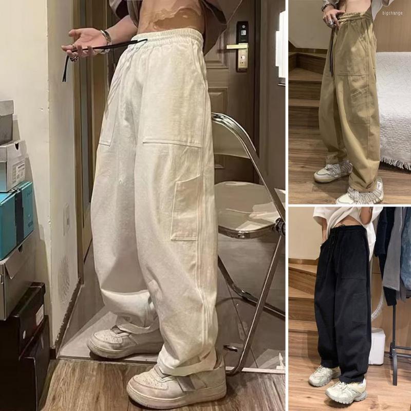 Men's Pants Mid-Rise Drawstring Elastic Waistband Multi Pockets Men Straight Wide Leg Solid Color Casual, Black
Men's Pants Mid-Rise Drawstring Elastic Waistband Multi Pockets Men Straight Wide Leg Solid Color Casual, Black