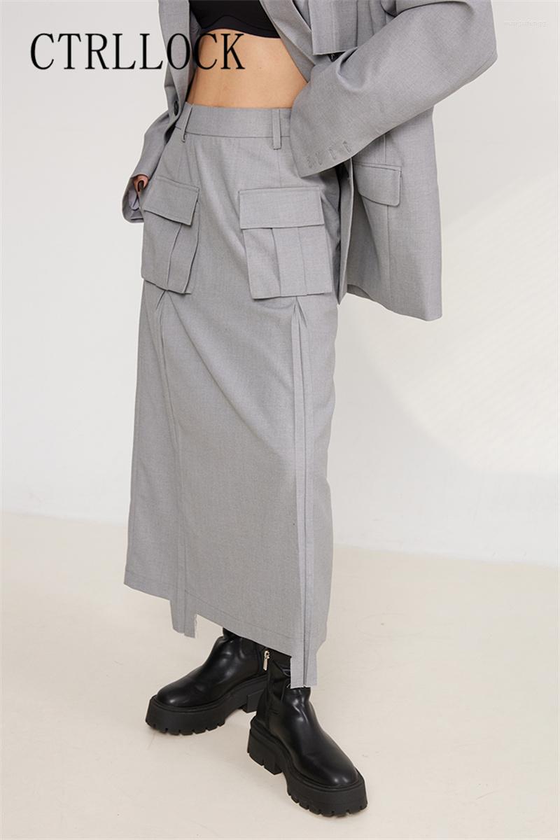 Skirts CTRLLOCK Asymmetric Multi Pockets Suit Skirt Women' Straight Ankle-length Grey, Light grey
Skirts CTRLLOCK Asymmetric Multi Pockets Suit Skirt Women' Straight Ankle-length Grey, Light grey