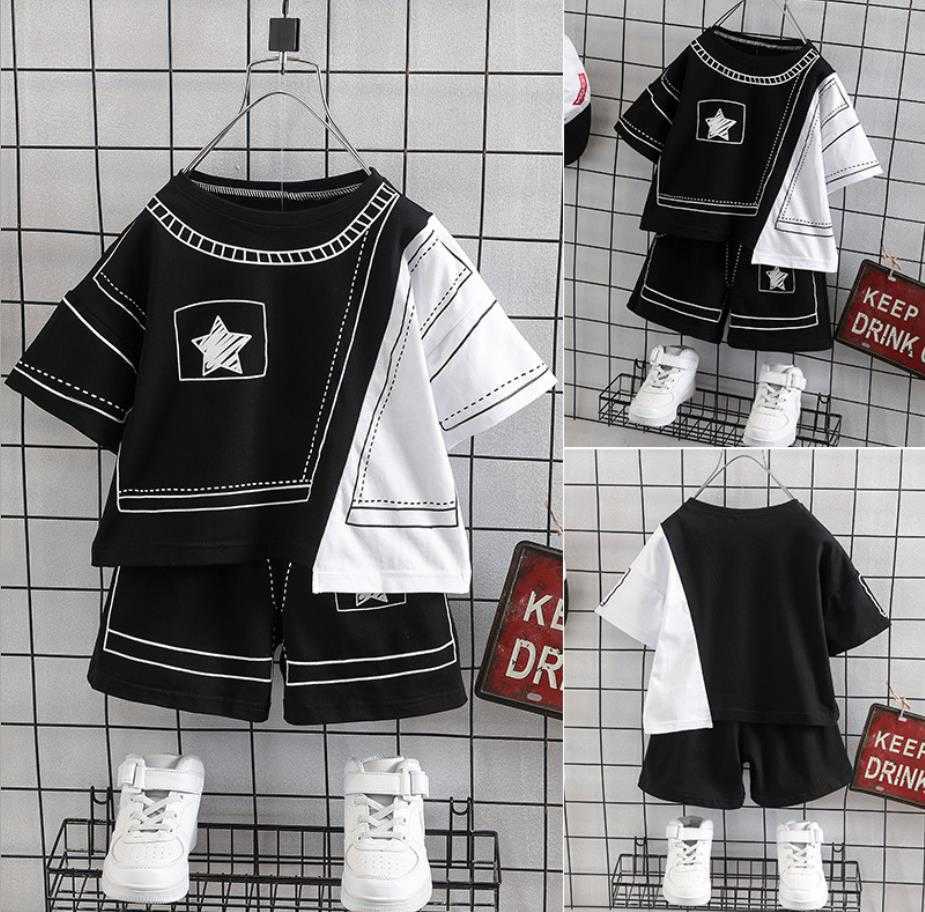 Clothing Kids Clothes Suit Boys Summer Sets Children Casual Black And White Stitching Irregular Shortsleeved Tshirt Shorts TwoPiece, Blue
Clothing Kids Clothes Suit Boys Summer Sets Children Casual Black And White Stitching Irregular Shortsleeved Tshirt Shorts TwoPiece, Blue