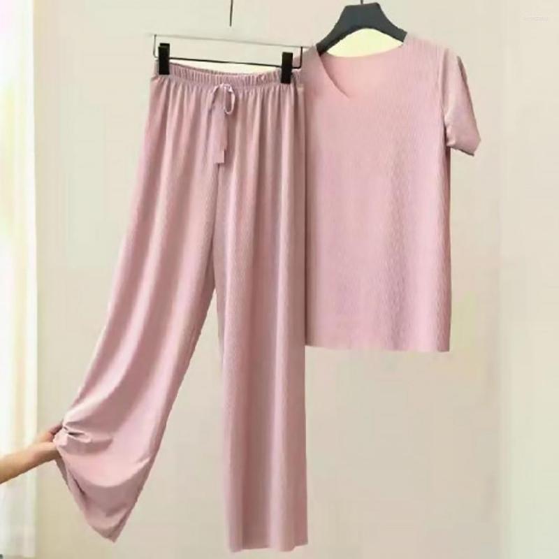 Women's Two Piece Pants 2 Pcs/Set Chic Breathable Women T-shirt Set Top Trousers Solid Color Keep Cooling, Black
Women's Two Piece Pants 2 Pcs/Set Chic Breathable Women T-shirt Set Top Trousers Solid Color Keep Cooling, Black