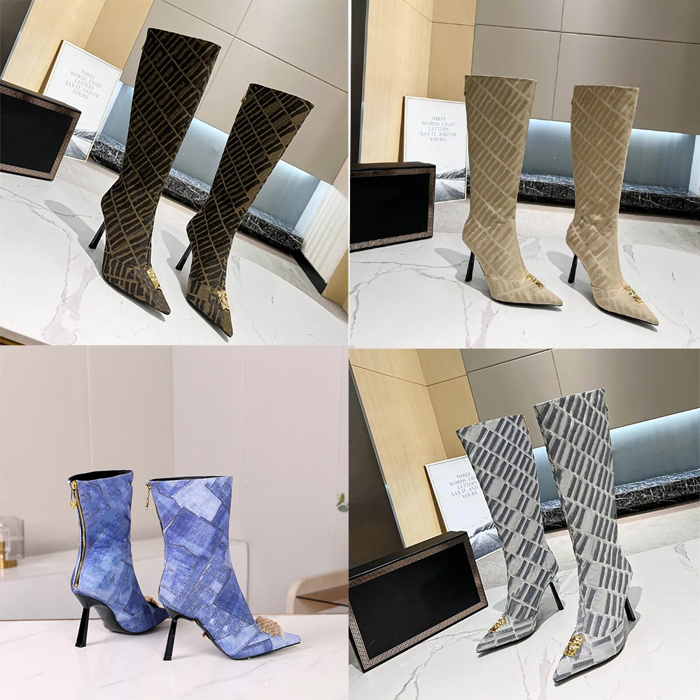 2023 High-heeled chenile boots Baguette women's boot square toe with blue and black jacquard motif Heel height 110 mm Ladies Fashion Design
2023 High-heeled chenile boots Baguette women's boot square toe with blue and black jacquard motif Heel height 110 mm Ladies Fashion Design