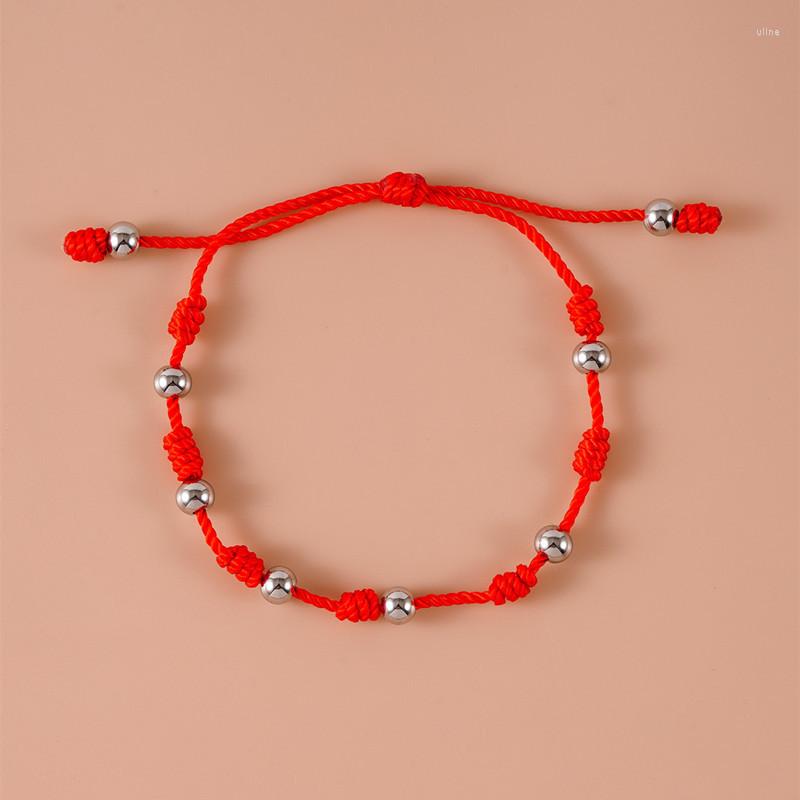 Link Bracelets TULX Handmade 7 Knots Red String Protection Lucky Amulet Friendship Braid Rope Wristband Bracelet Jewelry
Link Bracelets TULX Handmade 7 Knots Red String Protection Lucky Amulet Friendship Braid Rope Wristband Bracelet Jewelry
