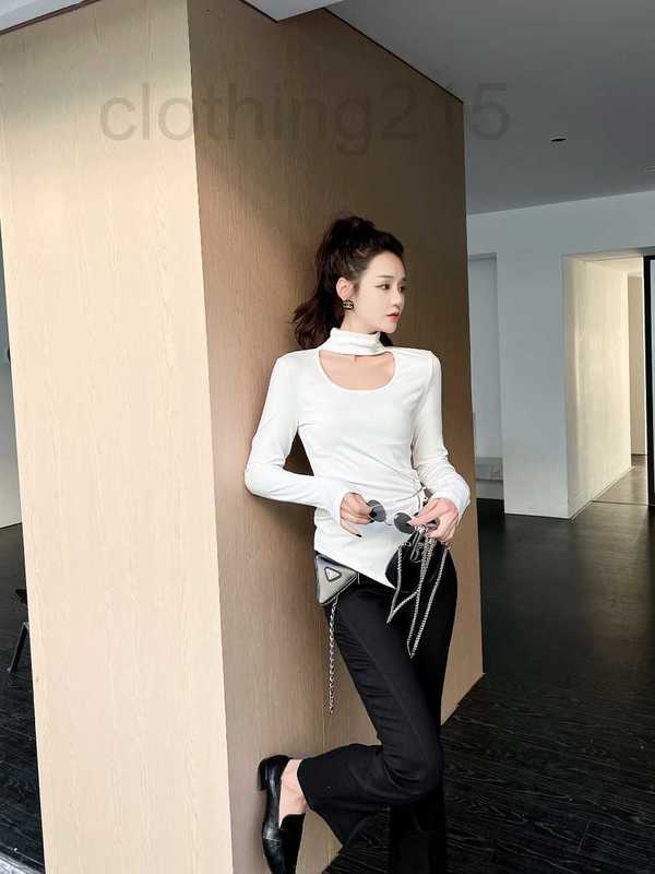 Women' Knits & Tees Designer Early autumn heart machine bottom top U neck long-sleeved cotton T-shirt Slim fit open foreign and irregular R0IZ, White3
Women' Knits & Tees Designer Early autumn heart machine bottom top U neck long-sleeved cotton T-shirt Slim fit open foreign and irregular R0IZ, White3
