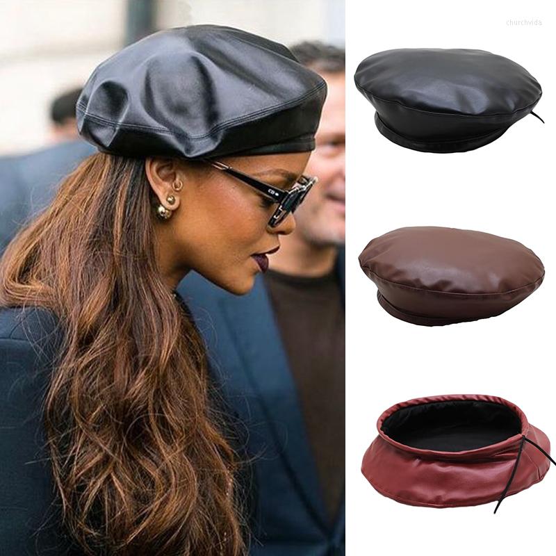 Berets PU Leather Women's Beret Hat Leisure Pumpkin French Artist Painter, Black
Berets PU Leather Women's Beret Hat Leisure Pumpkin French Artist Painter, Black