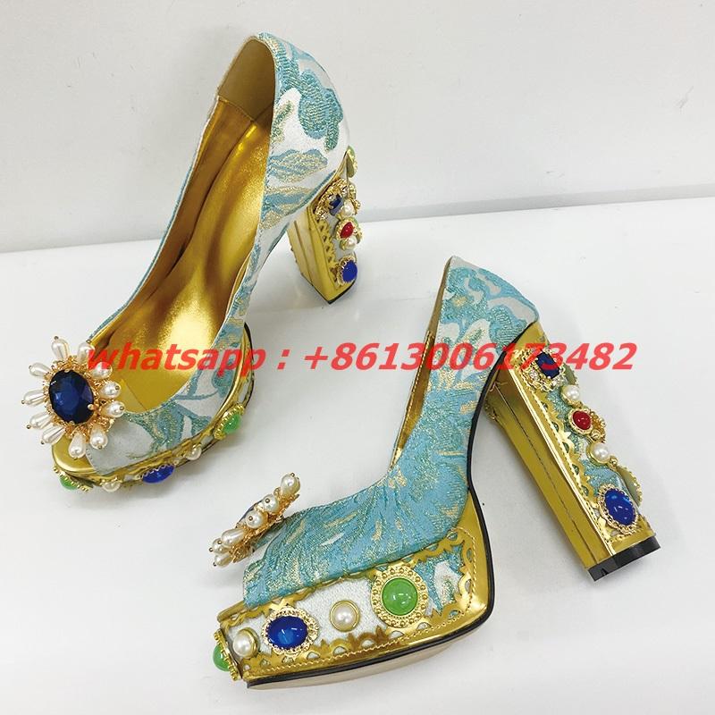 Dress Shoes 2023 Fall 14CM Super High Heel Platform Pearl Rhinestone Thick Pumps Retro Baroque Diamonds Peep Toe, Picture shown
Dress Shoes 2023 Fall 14CM Super High Heel Platform Pearl Rhinestone Thick Pumps Retro Baroque Diamonds Peep Toe, Picture shown