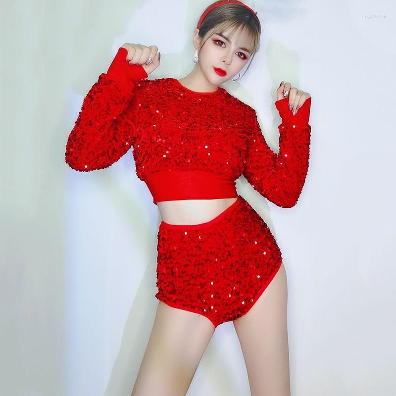 Stage Wear Sparkly Red Sequins Tops Shorts Dance Costume Women Dancer Team Jazz Performance Clothes Nightclub DJ Gogo Outfits, Black
Stage Wear Sparkly Red Sequins Tops Shorts Dance Costume Women Dancer Team Jazz Performance Clothes Nightclub DJ Gogo Outfits, Black