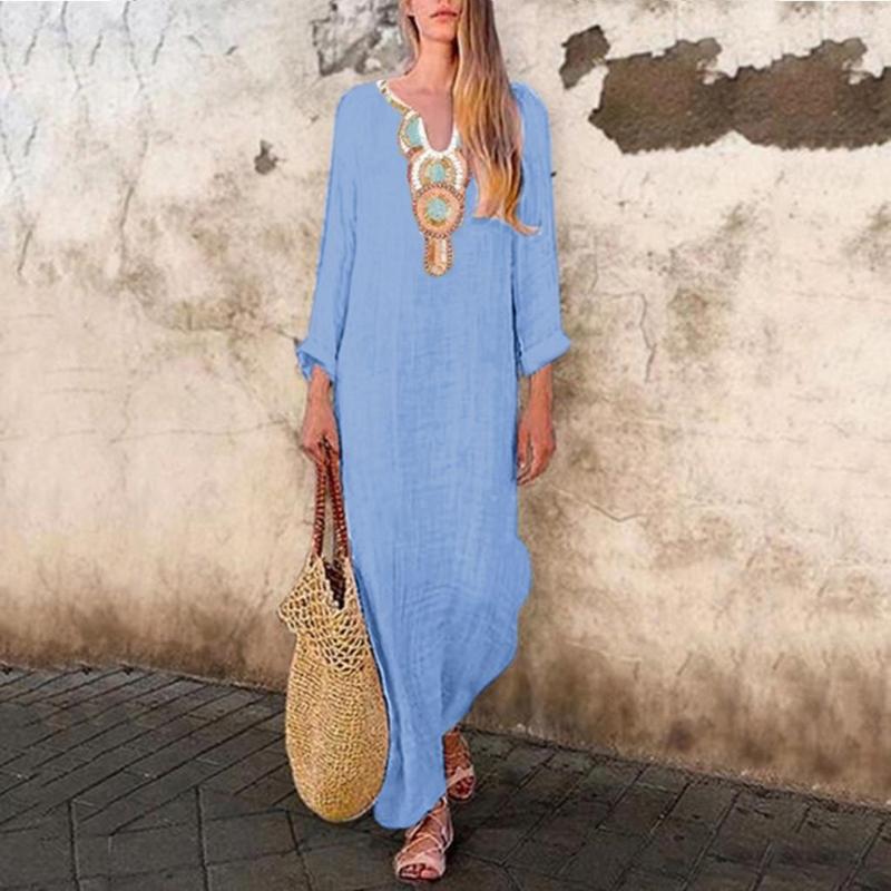 Casual Dresses Women's Printed Long Sleeve U-neck Maxi Dress Split Hem Baggy Kaftan, Yellow
Casual Dresses Women's Printed Long Sleeve U-neck Maxi Dress Split Hem Baggy Kaftan, Yellow