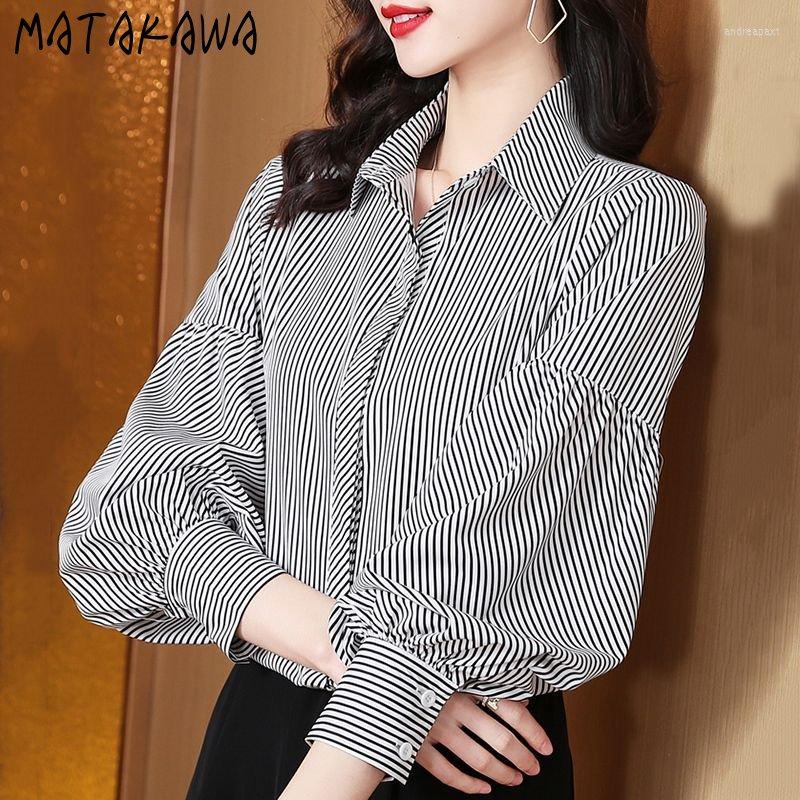 Women' Blouses Matakawa Office Lady Striped Women Shirts Lantern Sleeve Vintage Elegant Work Fashion Blusas Feminina Spring Autumn, Green
Women' Blouses Matakawa Office Lady Striped Women Shirts Lantern Sleeve Vintage Elegant Work Fashion Blusas Feminina Spring Autumn, Green