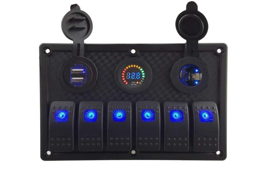 6 Gang8 Gang LED blue Marine Boat onoff Rocker Switch Panel with Power Charger 12V Voltmeter and 42A dual USB socket for Marine1433354
6 Gang8 Gang LED blue Marine Boat onoff Rocker Switch Panel with Power Charger 12V Voltmeter and 42A dual USB socket for Marine1433354
