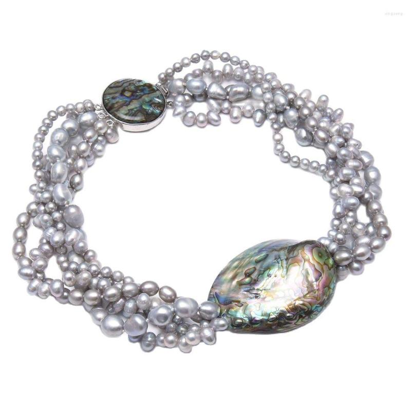 Pendant Necklaces GuaiGuai Jewelry 5 Rows Grey Pearl Necklace Abalone Shell 19" Handmade For Women
Pendant Necklaces GuaiGuai Jewelry 5 Rows Grey Pearl Necklace Abalone Shell 19" Handmade For Women