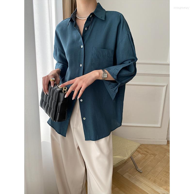Women's Blouses Women's Sense Of Senior 2023 Early Spring Casual Temperament With A Hundred Solid Color Long-sleeved Shirt, Blue
Women's Blouses Women's Sense Of Senior 2023 Early Spring Casual Temperament With A Hundred Solid Color Long-sleeved Shirt, Blue