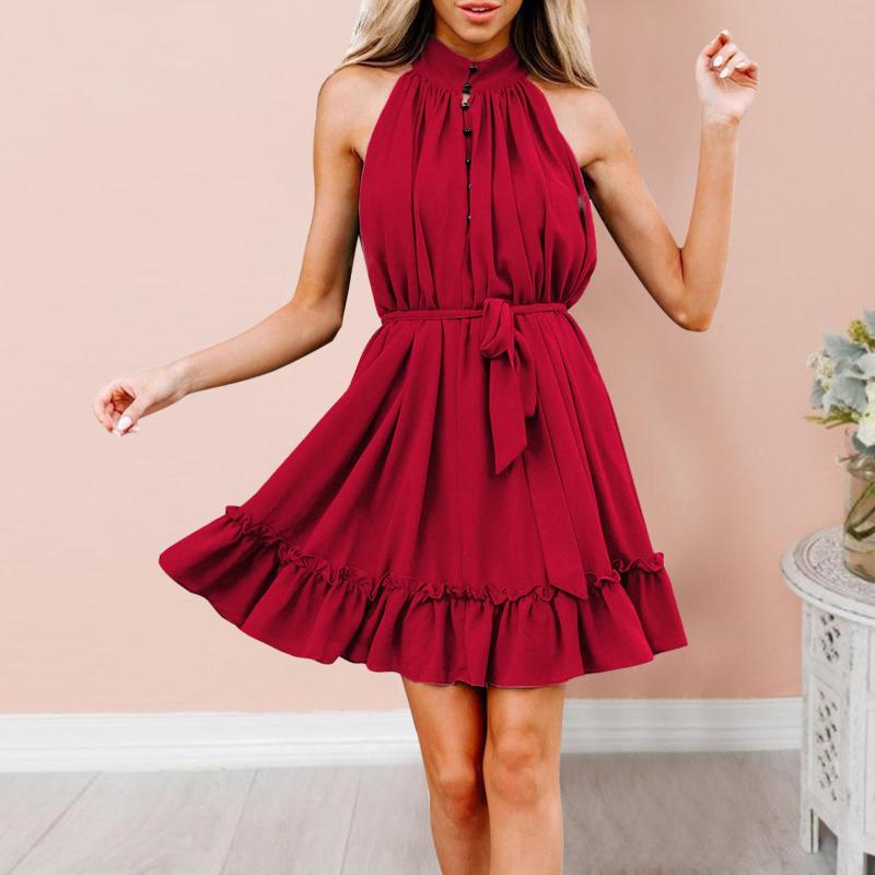 Casual Dresses Summer For Women Plus Size Sleeveless Halter Neck Short Sundress Button Down Flowy Belt A Line Ruffle Mini Dress, Black
Casual Dresses Summer For Women Plus Size Sleeveless Halter Neck Short Sundress Button Down Flowy Belt A Line Ruffle Mini Dress, Black