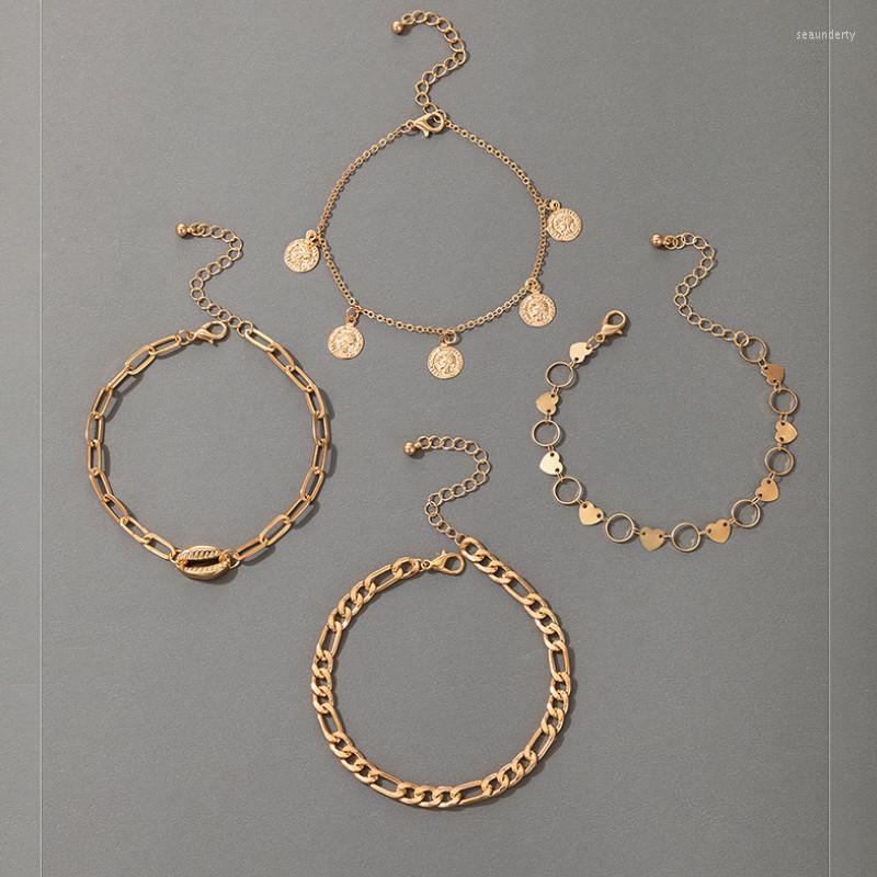 Anklets Fashion Women 4 Pcs /set Heart Circle Piece Chain Golden Multi-layer Ankle Summer Beach Foot Jewelry
Anklets Fashion Women 4 Pcs /set Heart Circle Piece Chain Golden Multi-layer Ankle Summer Beach Foot Jewelry