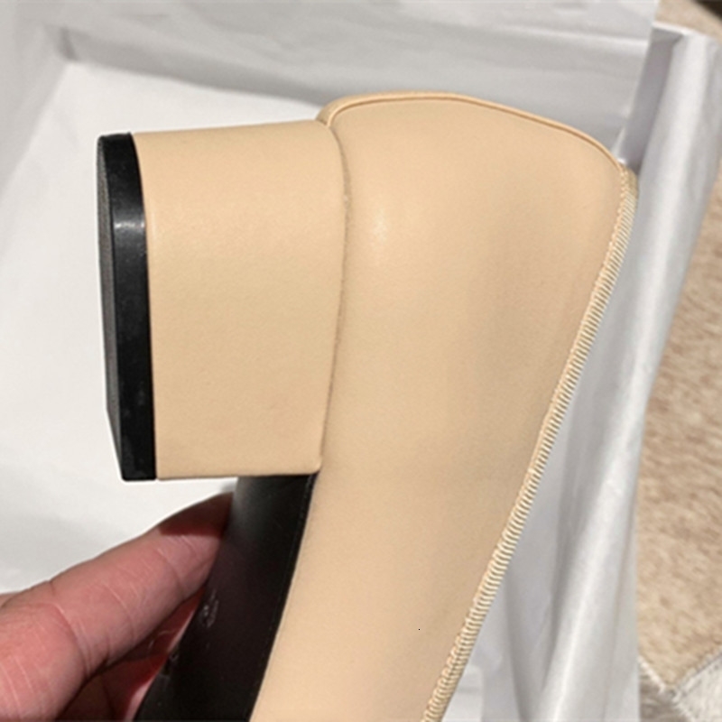 Bow Ballet High Heels Shoes Woman Basic Pumps Fashion Two Tone Stitching Round Work Shoe Party Women Pump 220614