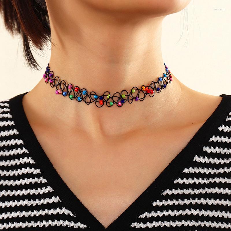 Choker Fashion Rainbow Beads Necklaces Women Colors Beaded Pendant Black Elastic Rubber Band Necklace For Fine Bijoux Gift 
Choker Fashion Rainbow Beads Necklaces Women Colors Beaded Pendant Black Elastic Rubber Band Necklace For Fine Bijoux Gift