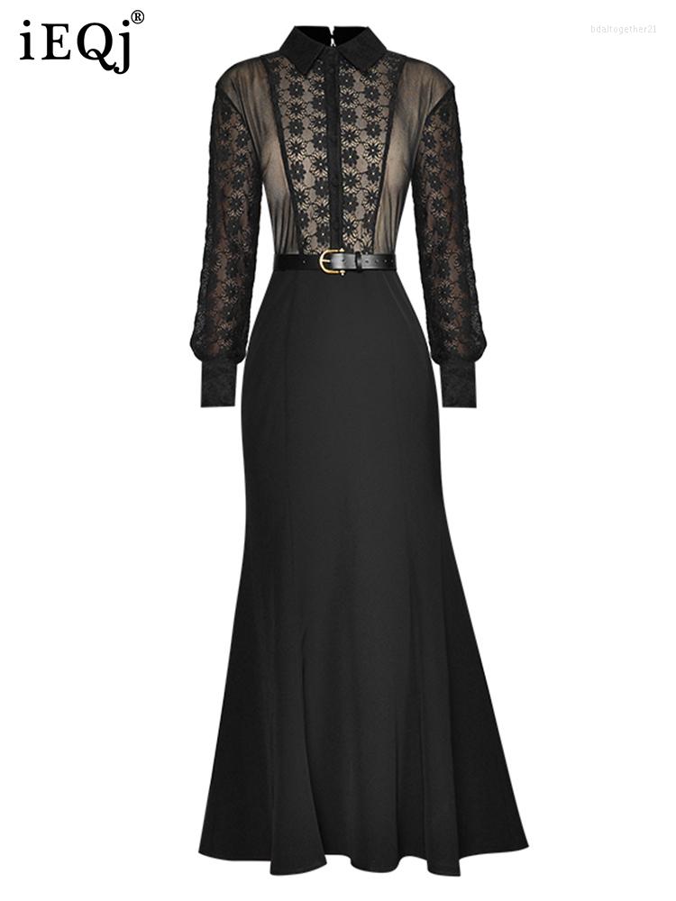Casual Dresses Elegant Stitching Lace Party Evening For Women Lapel Long-sleeved With Belt Fishtail Dress 2023 Spring 3WQ3197, Black
Casual Dresses Elegant Stitching Lace Party Evening For Women Lapel Long-sleeved With Belt Fishtail Dress 2023 Spring 3WQ3197, Black