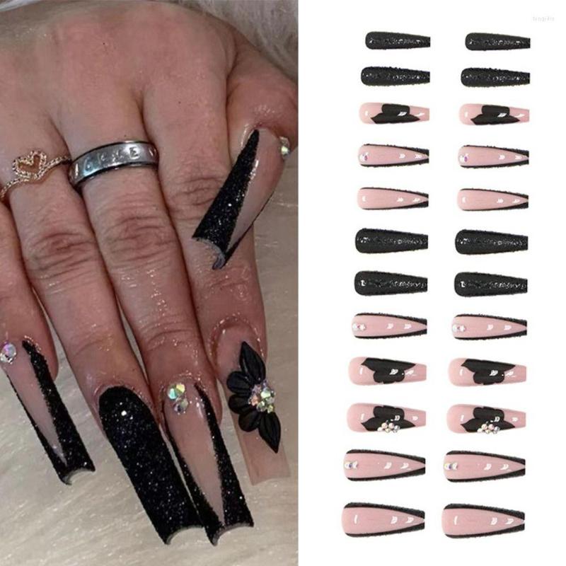 False Nails 24pcs Manicure DIY Black Press On Full Cover French Long Ballerina Fake, Z508
False Nails 24pcs Manicure DIY Black Press On Full Cover French Long Ballerina Fake, Z508