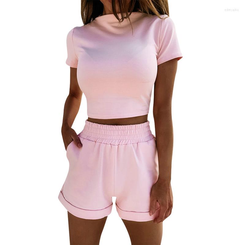 Active Sets Casual Set Women Solid Short Sleeve Slim Top And High Waist Shorts Tracksuit Crop Pockets Two Piece Matching /2, Pink
Active Sets Casual Set Women Solid Short Sleeve Slim Top And High Waist Shorts Tracksuit Crop Pockets Two Piece Matching /2, Pink