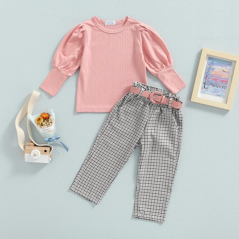 Clothing Sets Toddler Kids Girls 3 Pieces Outfits Solid Color Ribbed Round Neck Long Sleeve Tops Plaid Pants Belt Set, Pink
Clothing Sets Toddler Kids Girls 3 Pieces Outfits Solid Color Ribbed Round Neck Long Sleeve Tops Plaid Pants Belt Set, Pink